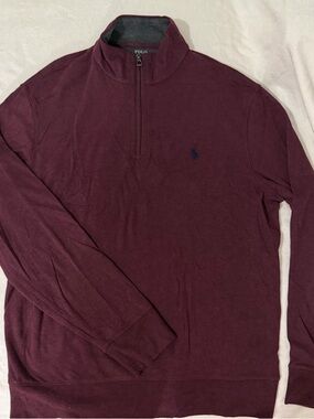 Polo by Ralph Lauren Heather Gray Pullover with Maroon Trim